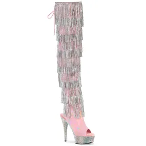 BEJEWELED-3017HG-RSF Pleaser Pink Thigh High Bling Silver Platform Boots