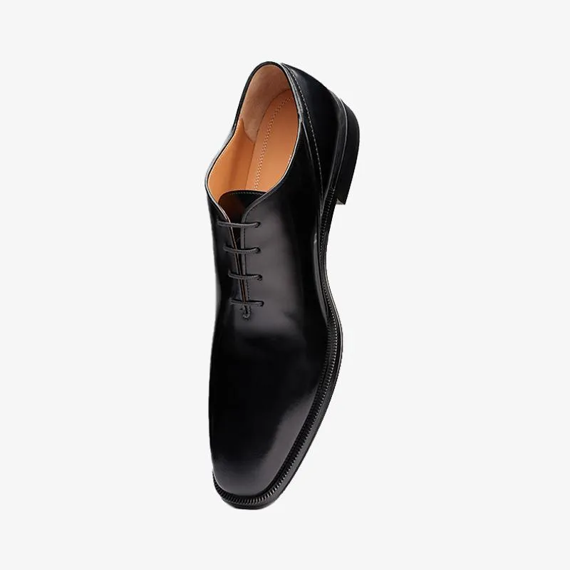 Black Brushed Calfskin Formal Lace-Ups