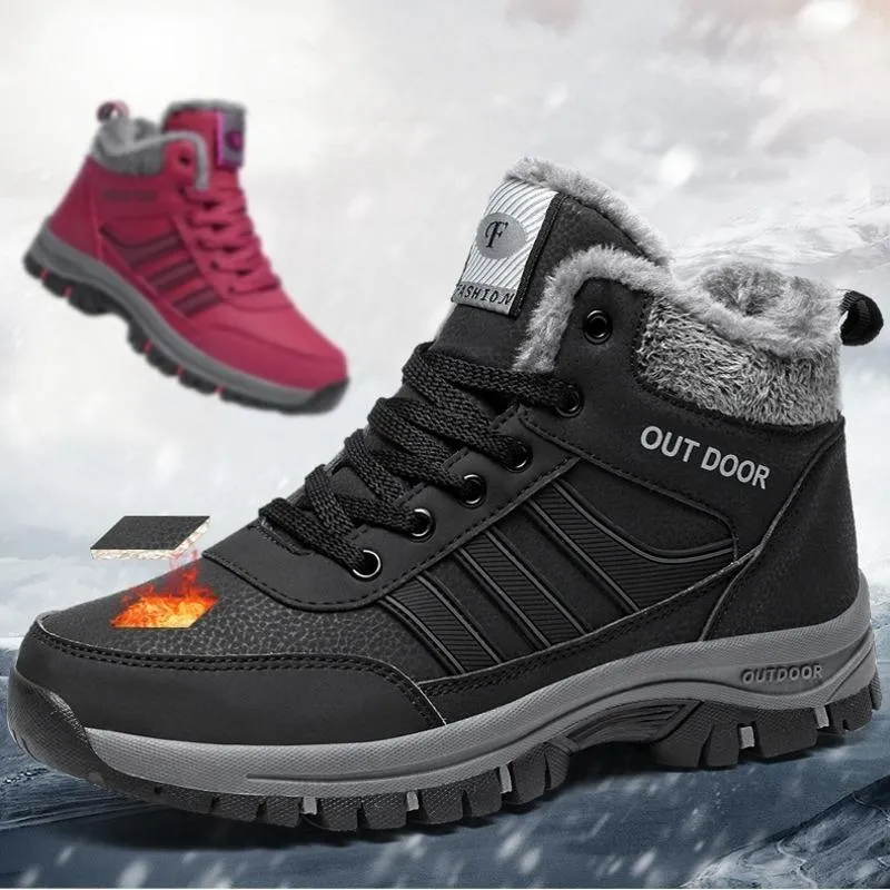 Ladies Winter Fur Lined Snow Boots Hiking Walking Shoes for Bunions
