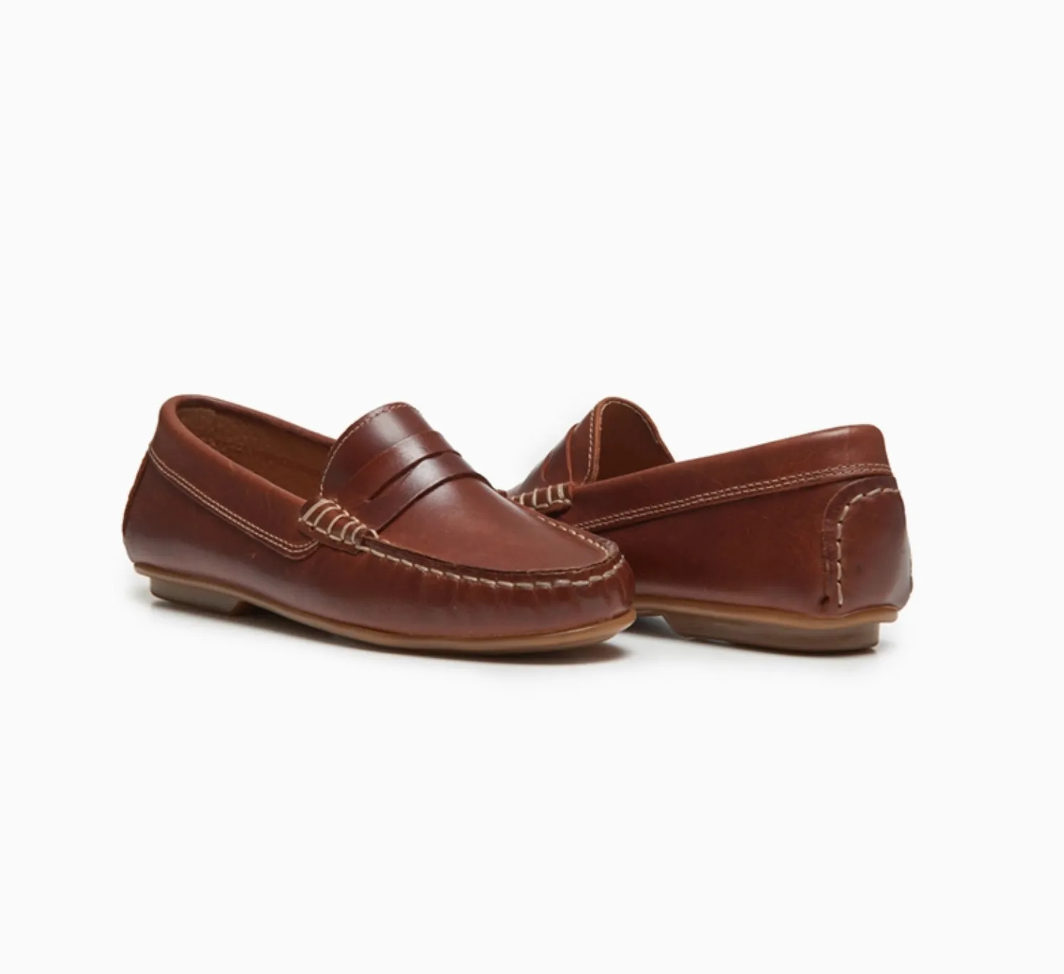Leather Penny Loafers in Brown