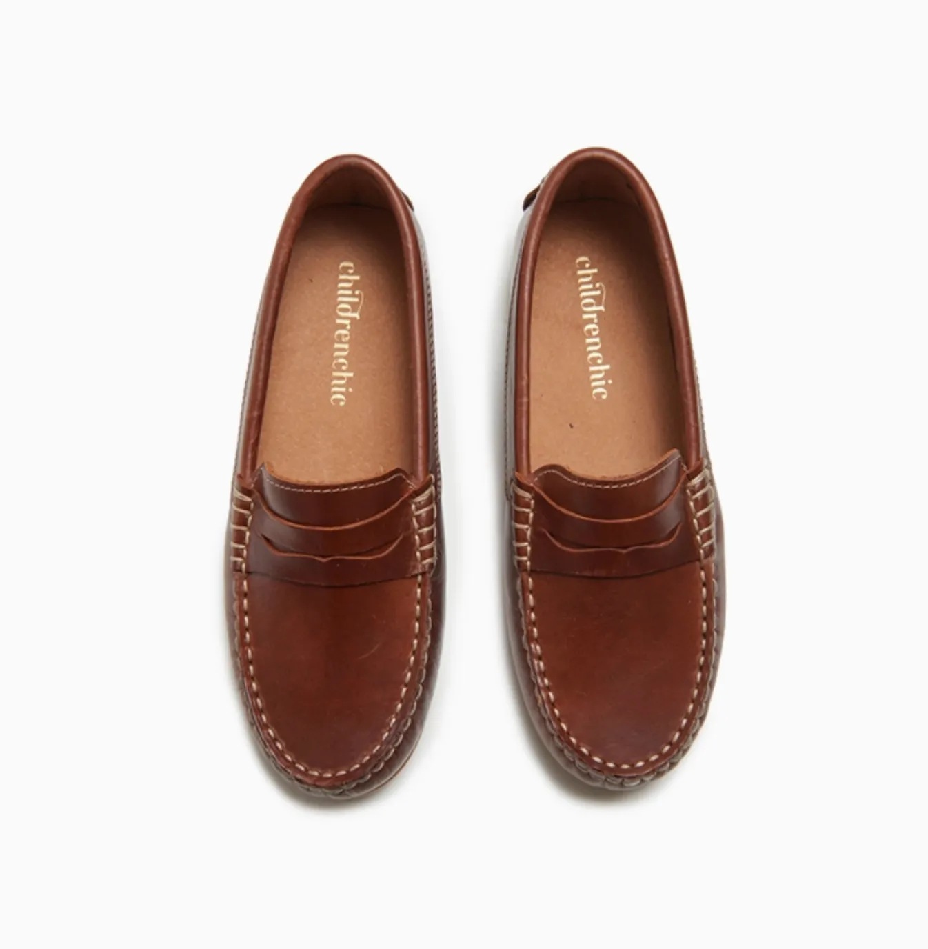Leather Penny Loafers in Brown