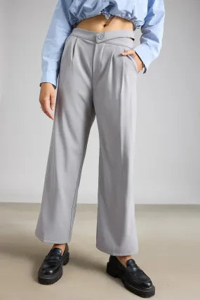 Light Grey Pleated Formal Korean Pants