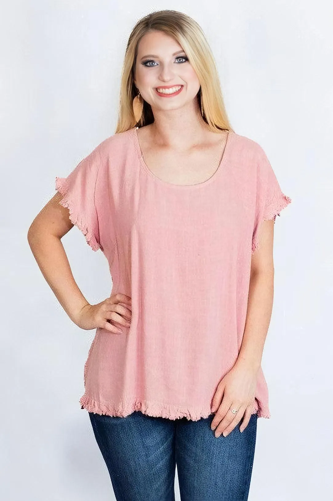 Linen Tunic Top with Lace Back Detail by Umgee Clothing
