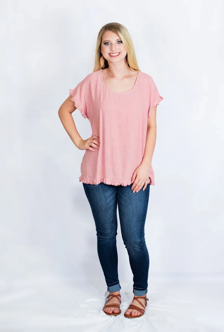 Linen Tunic Top with Lace Back Detail by Umgee Clothing