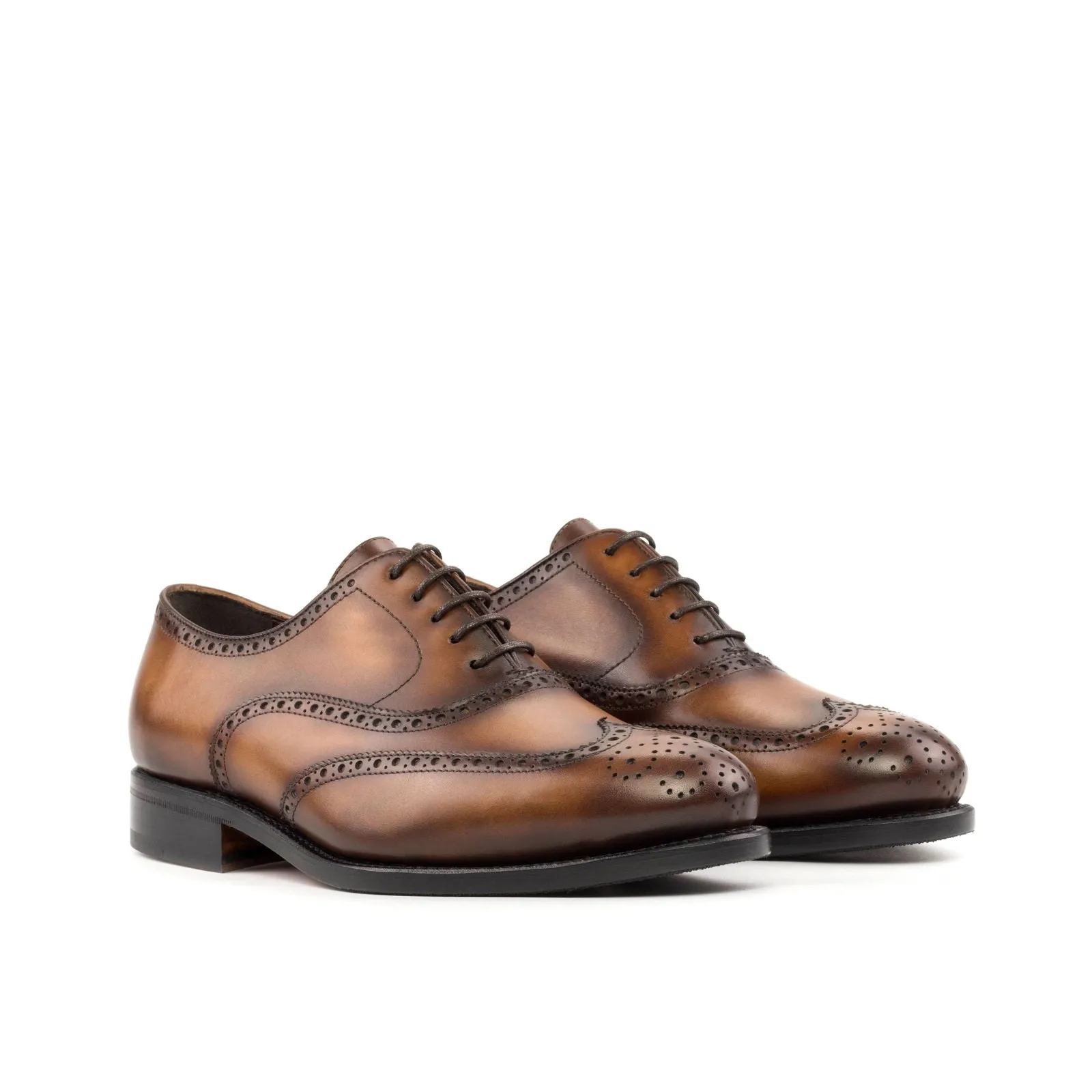 Men's Full Brogue Leather Shoes Goodyear Welt Wide Plus Size 5288