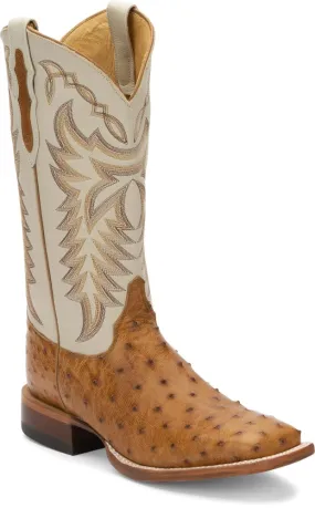 Men's Justin Pascoe Antiques Saddle Bone White Ostrich