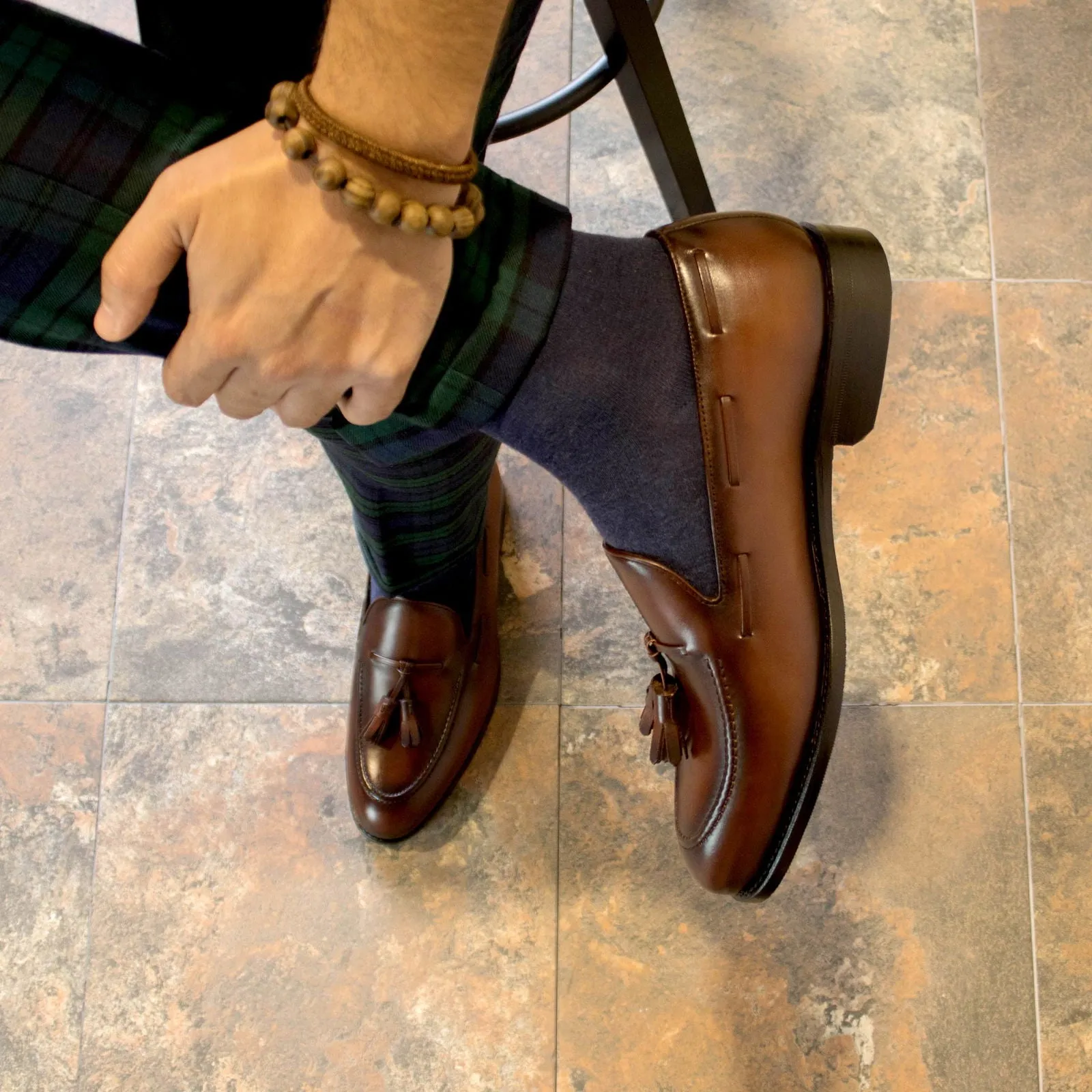 Men's Loafer Leather Shoes Goodyear Welt Wide Plus Size Brown 5521