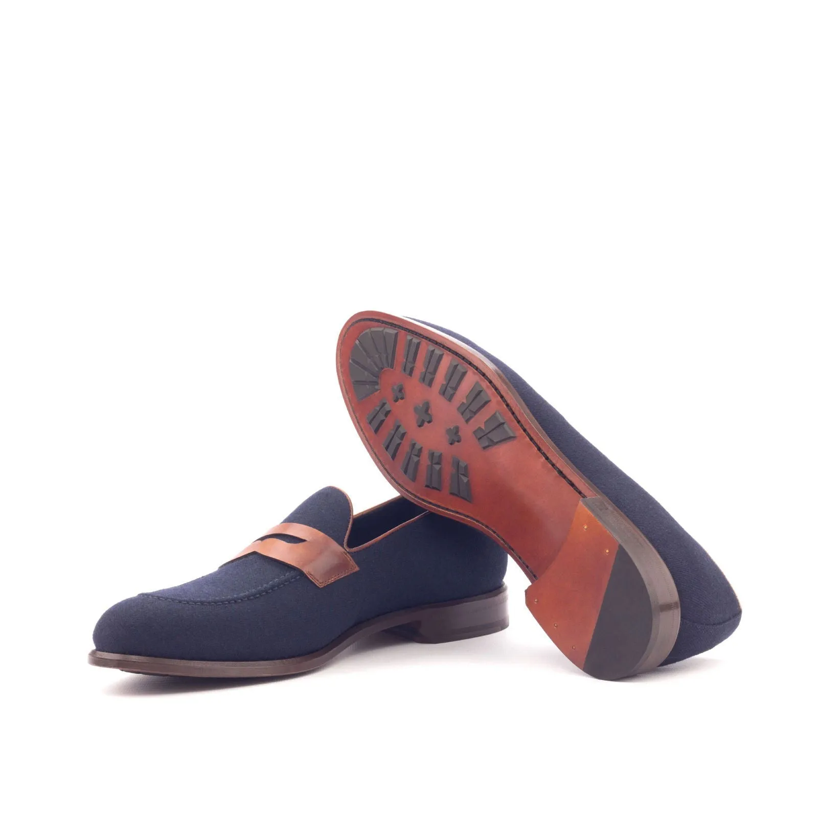 Men's Loafer Leather Shoes Wide Plus Size Blue Brown 3073