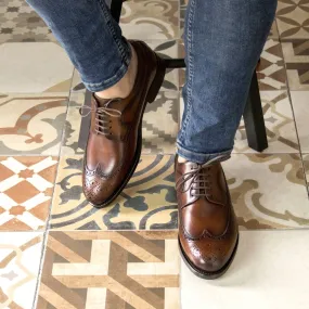 Men's Longwing Blucher Leather Shoes Wide Plus Size 5931