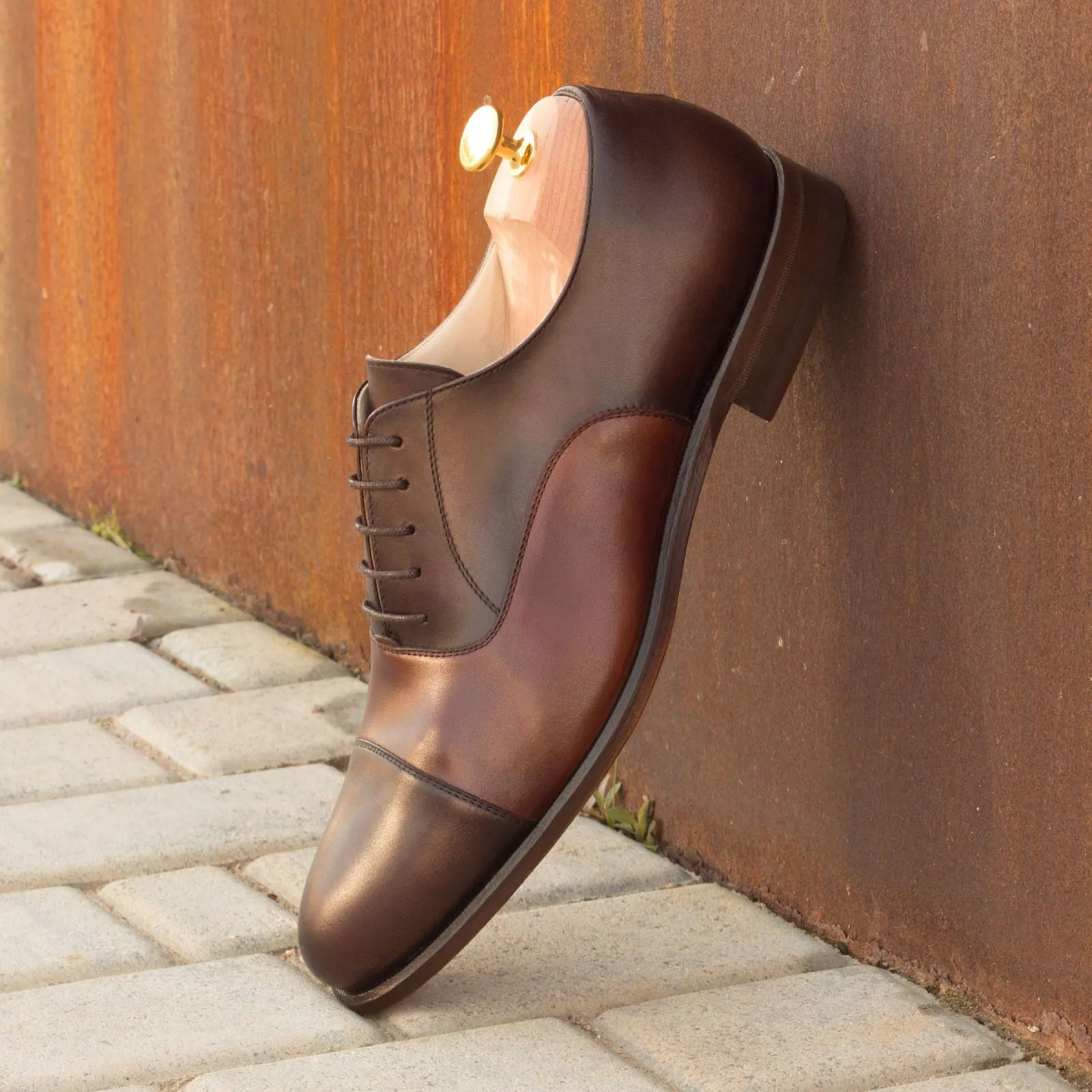 Men's Oxford Leather Shoes Wide Plus Size Brown Dark Brown 2595
