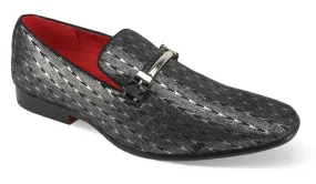 Mens Refined Black   Silver Flecked Formal Look Dress Loafers Shoes After Midnight 6993