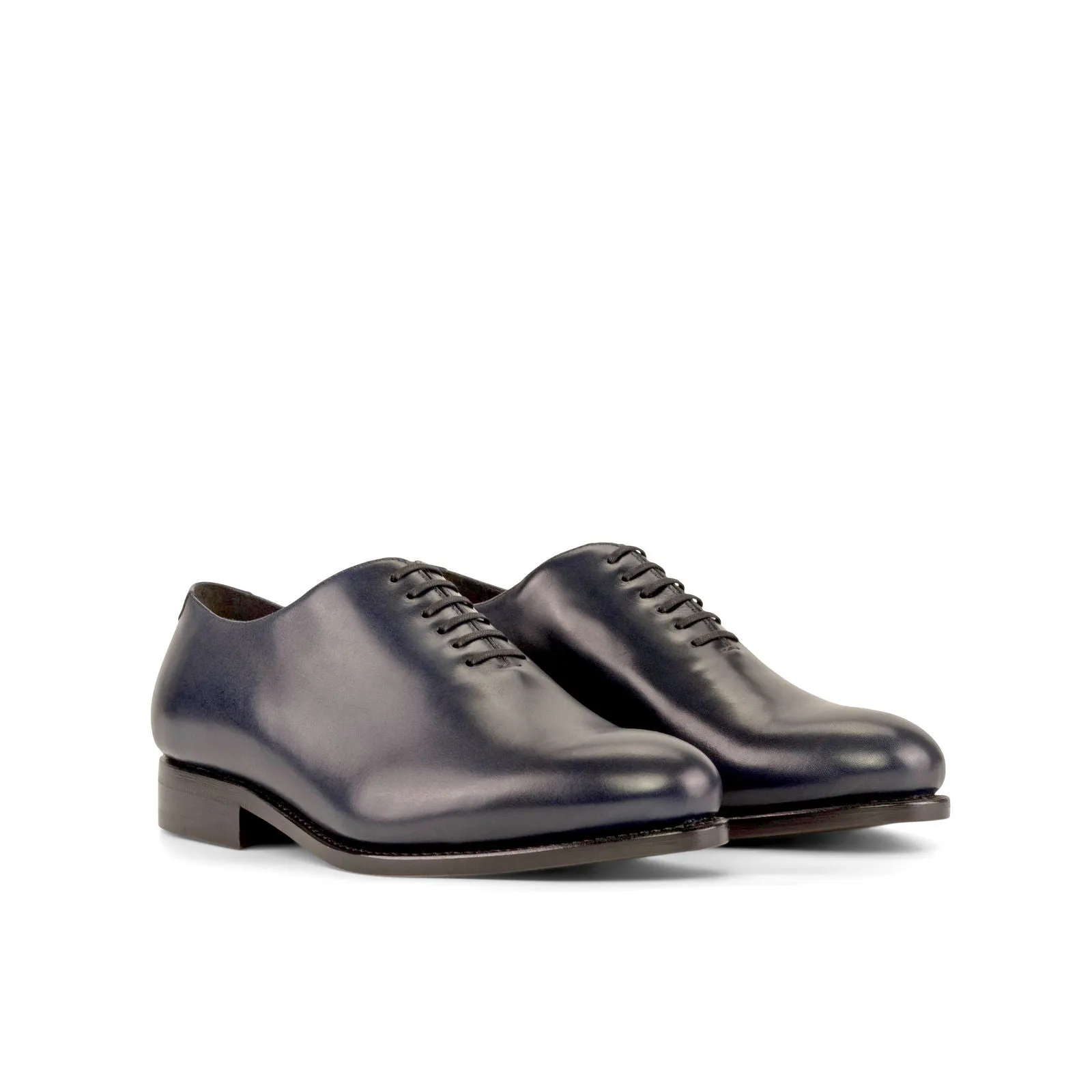 Men's Wholecut Leather Shoes Goodyear Welt Wide Plus Size Blue 5381