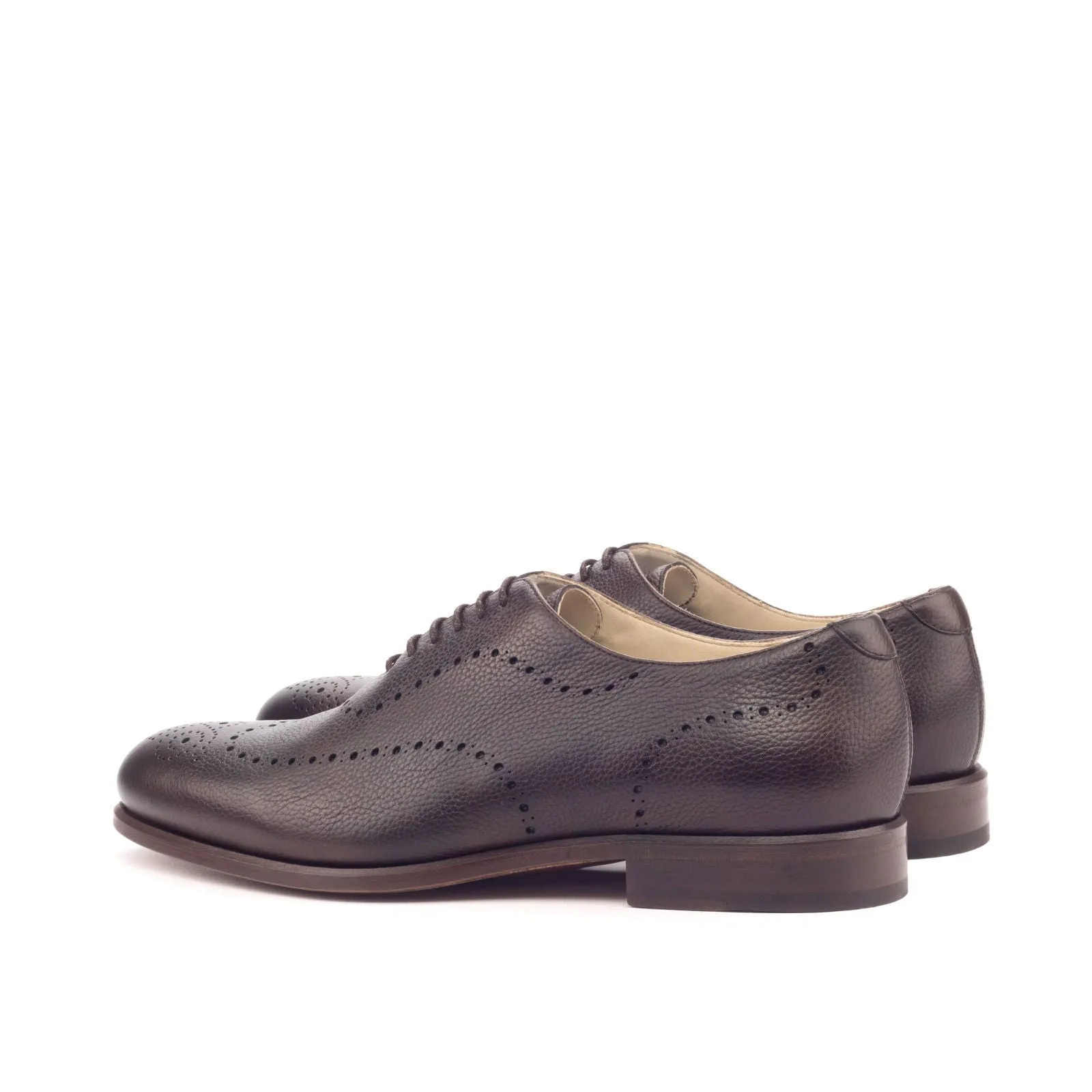 Men's Wholecut Leather Shoes Wide Plus Size Dark Brown 3114