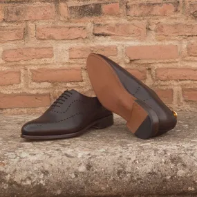 Men's Wholecut Leather Shoes Wide Plus Size Dark Brown 3114