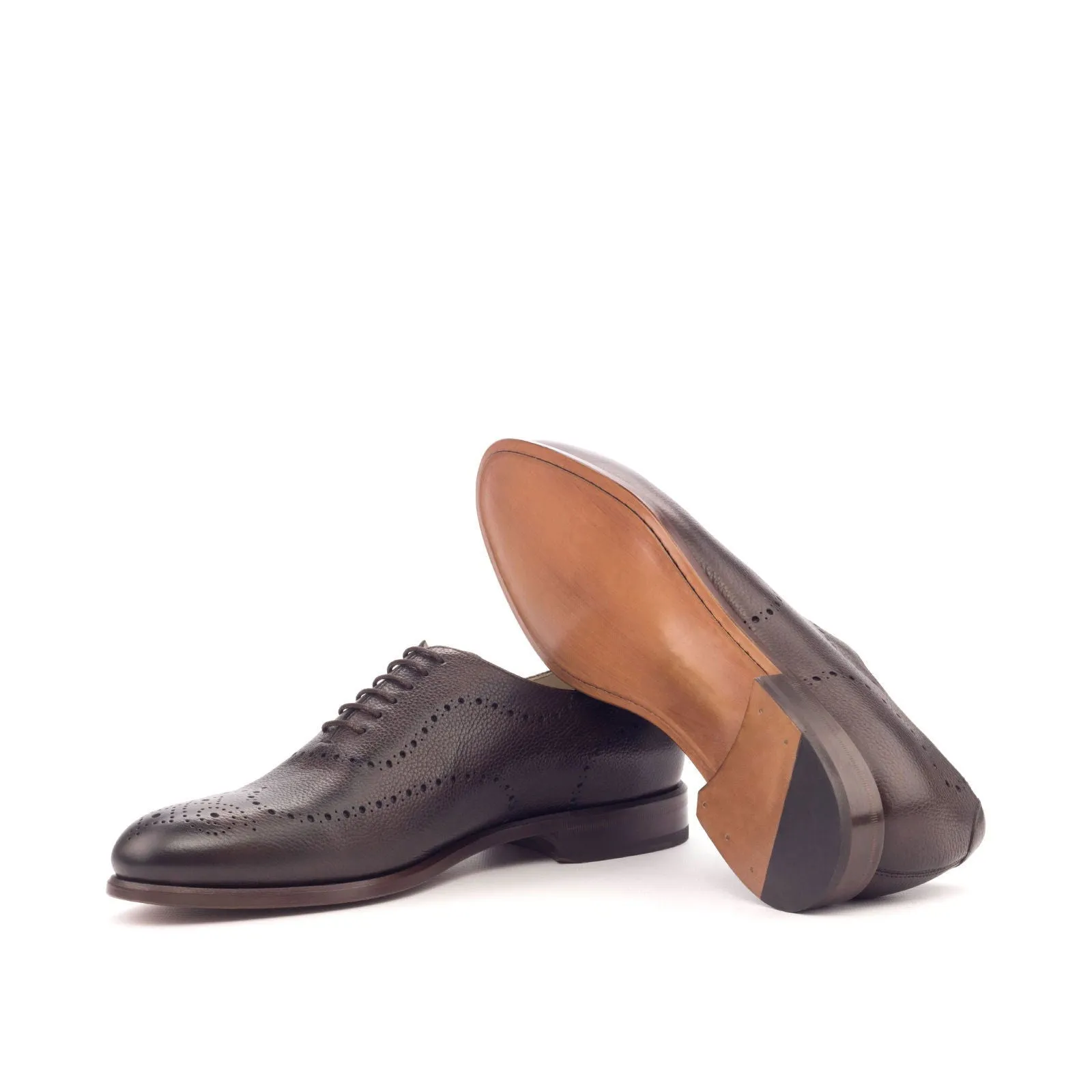 Men's Wholecut Leather Shoes Wide Plus Size Dark Brown 3114