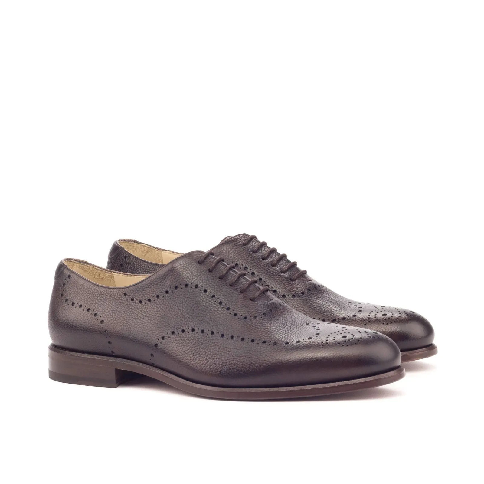 Men's Wholecut Leather Shoes Wide Plus Size Dark Brown 3114