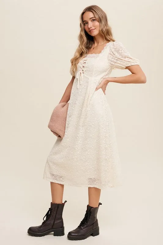 Natural Lace Midi Dress