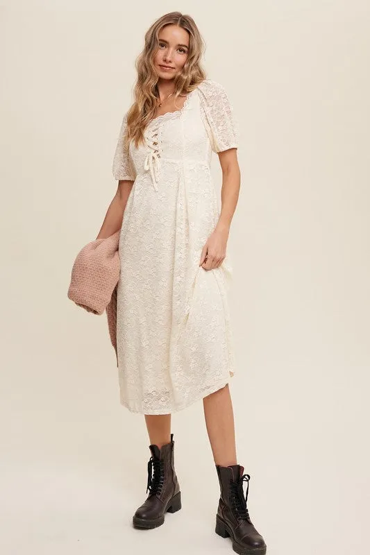 Natural Lace Midi Dress