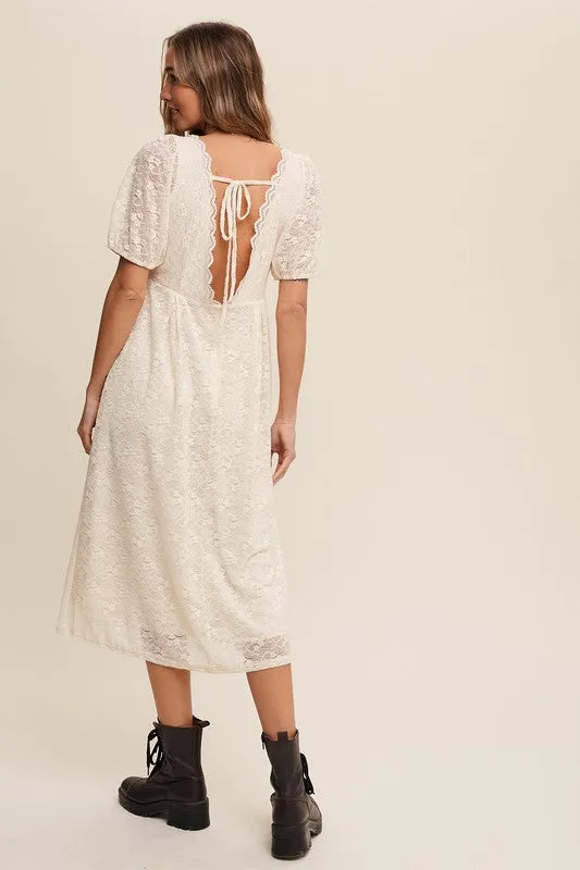 Natural Lace Midi Dress
