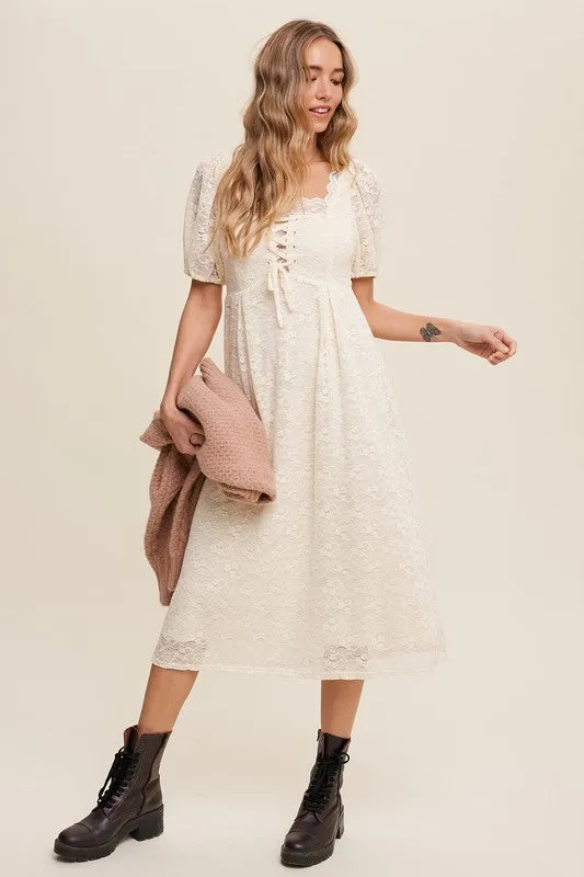 Natural Lace Midi Dress