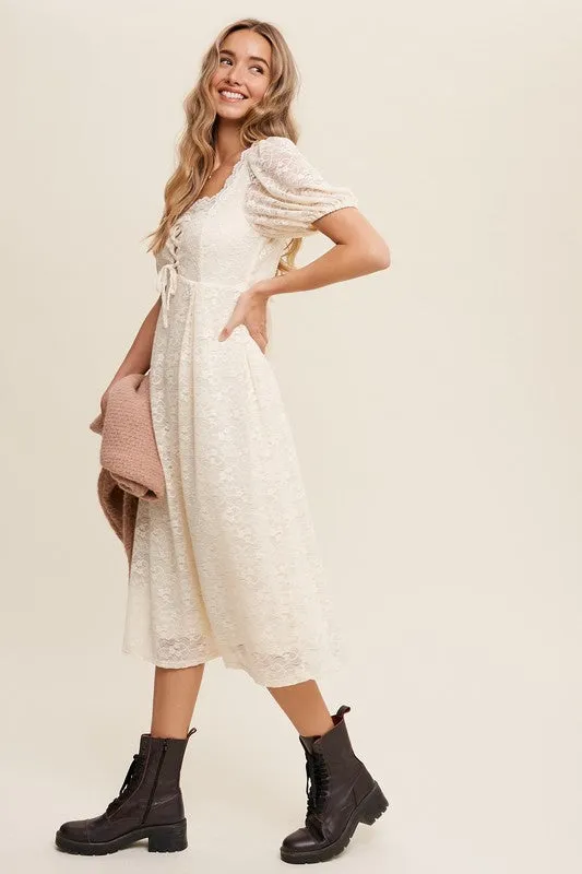 Natural Lace Midi Dress