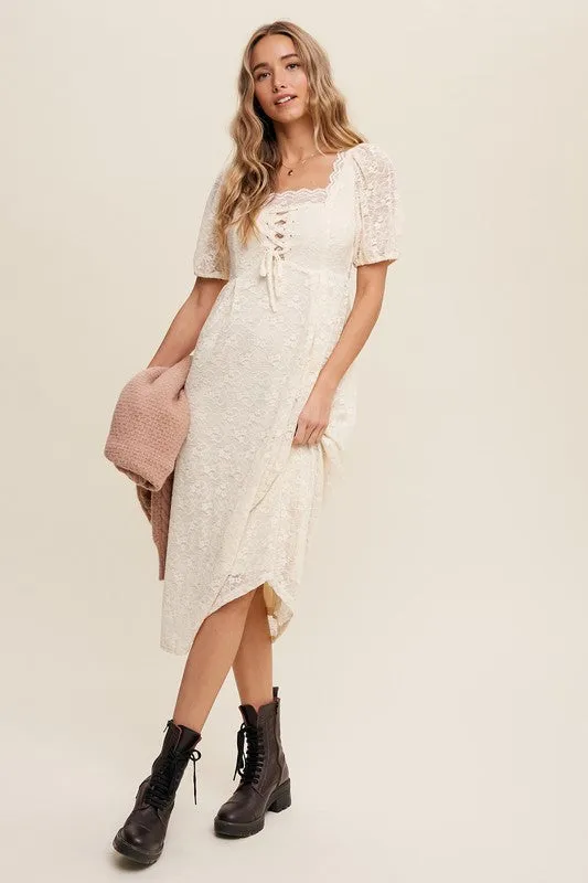 Natural Lace Midi Dress
