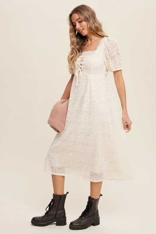 Natural Lace Midi Dress