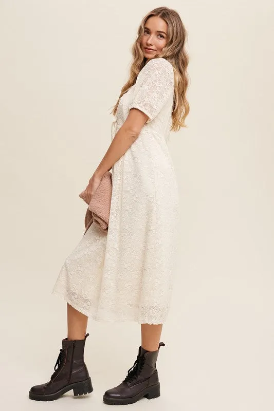 Natural Lace Midi Dress