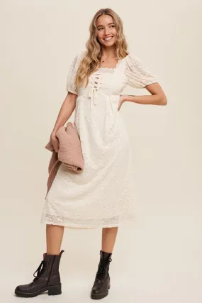 Natural Lace Midi Dress