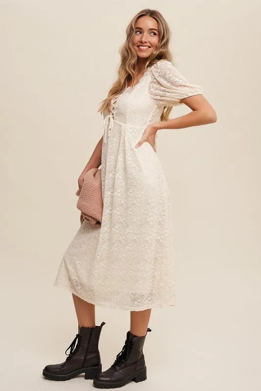 Natural Lace Midi Dress