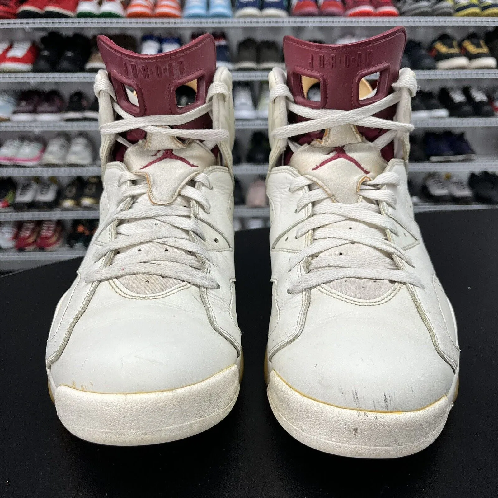 Nike Air Jordan 6 Retro White Maroon 2015 384664-116 Men's Size 13