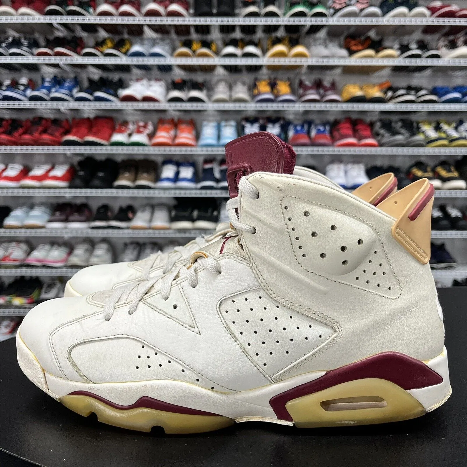Nike Air Jordan 6 Retro White Maroon 2015 384664-116 Men's Size 13
