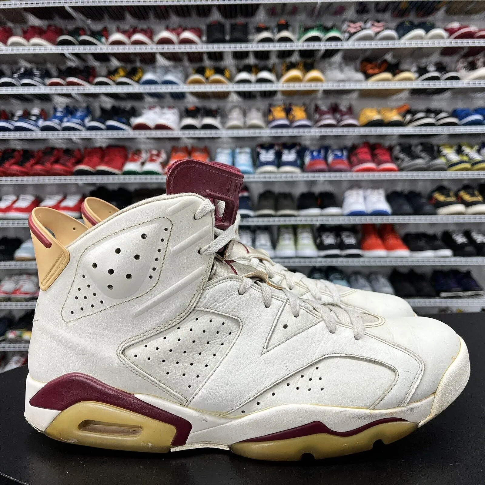 Nike Air Jordan 6 Retro White Maroon 2015 384664-116 Men's Size 13