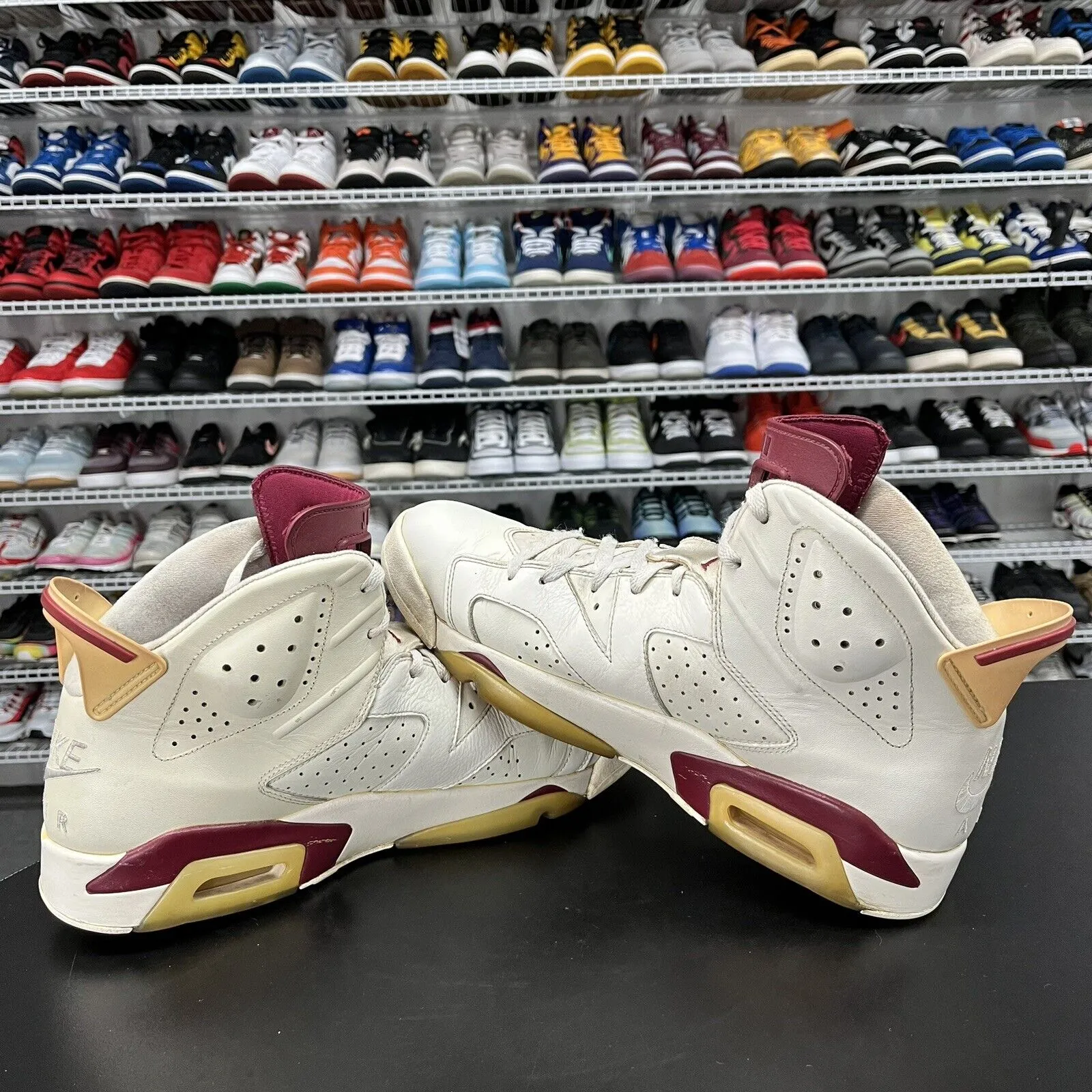 Nike Air Jordan 6 Retro White Maroon 2015 384664-116 Men's Size 13