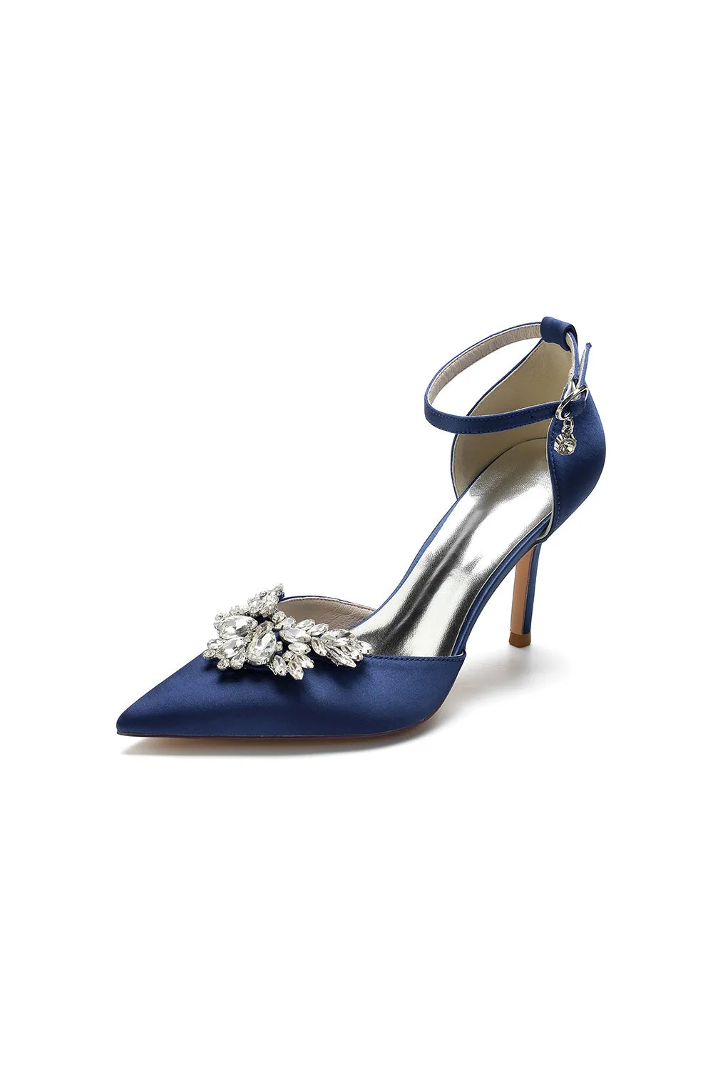 Pointed Toe Crystal Party Ankle Strap Heels Shoes
