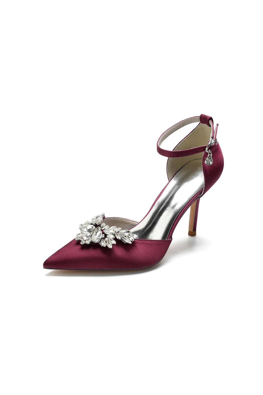 Pointed Toe Crystal Party Ankle Strap Heels Shoes