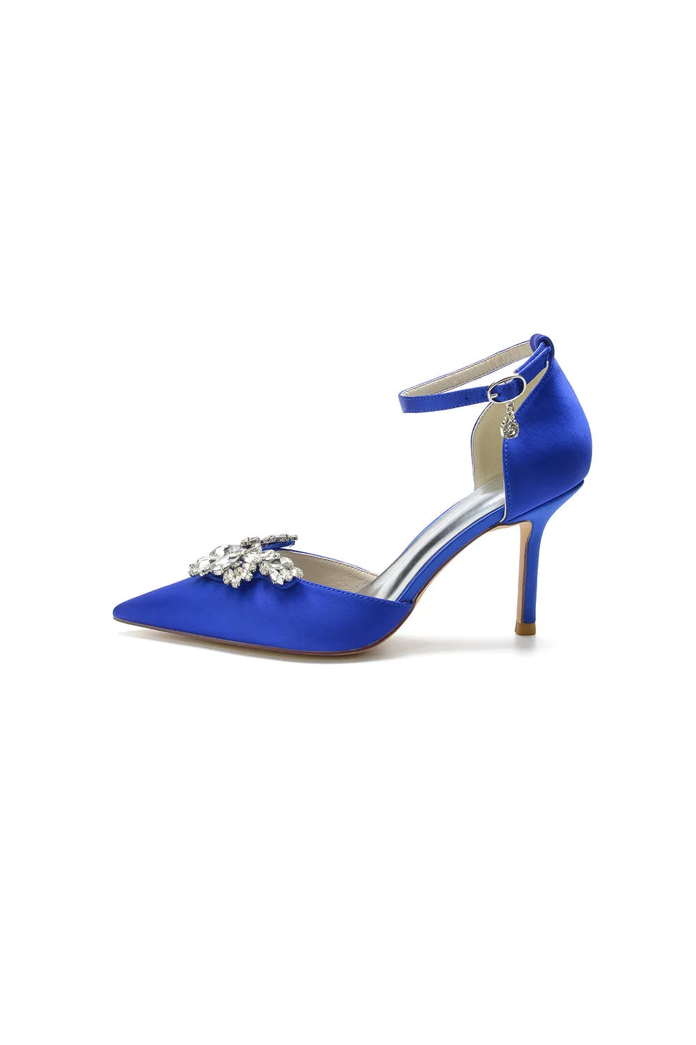 Pointed Toe Crystal Party Ankle Strap Heels Shoes