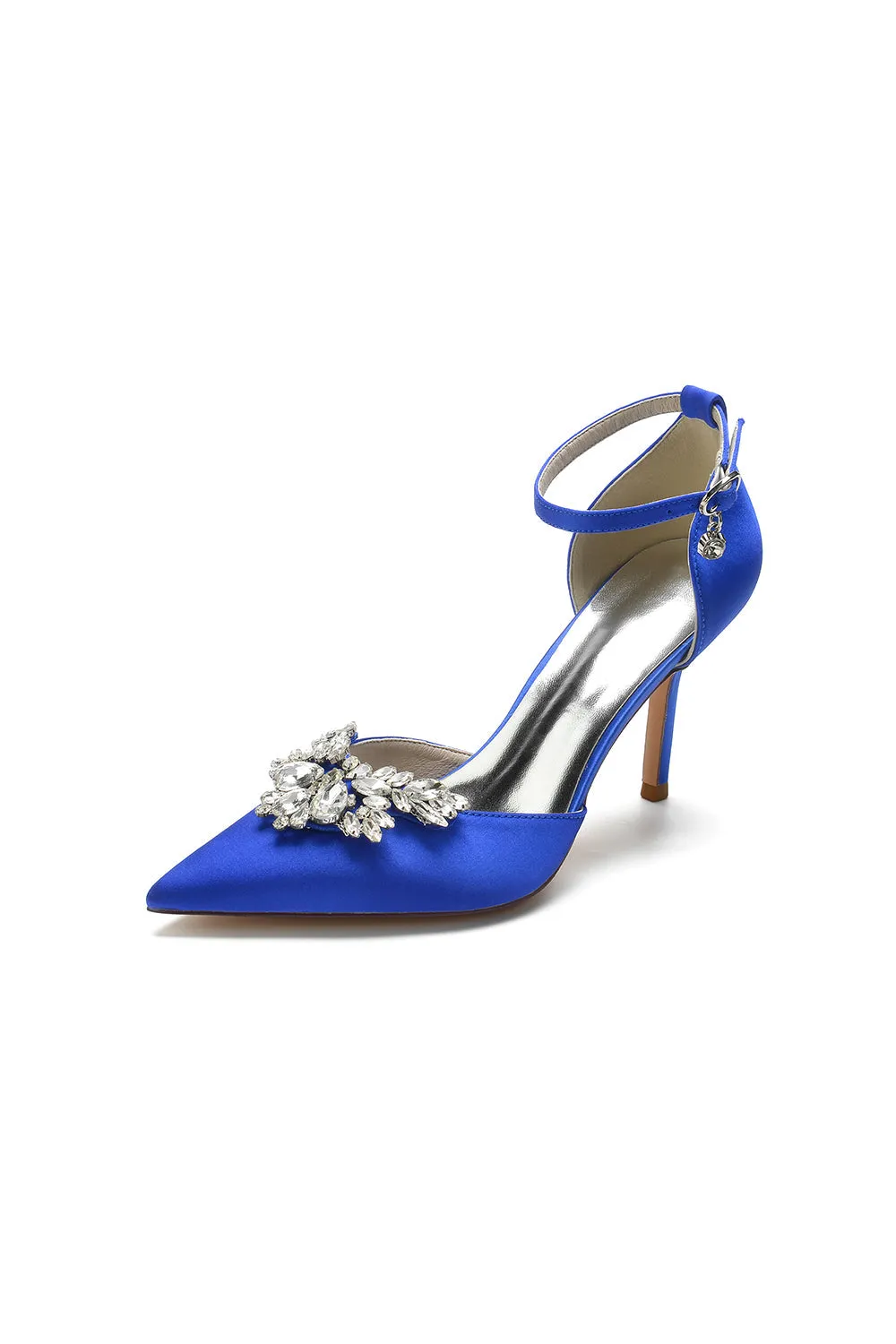 Pointed Toe Crystal Party Ankle Strap Heels Shoes