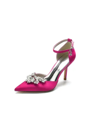 Pointed Toe Crystal Party Ankle Strap Heels Shoes