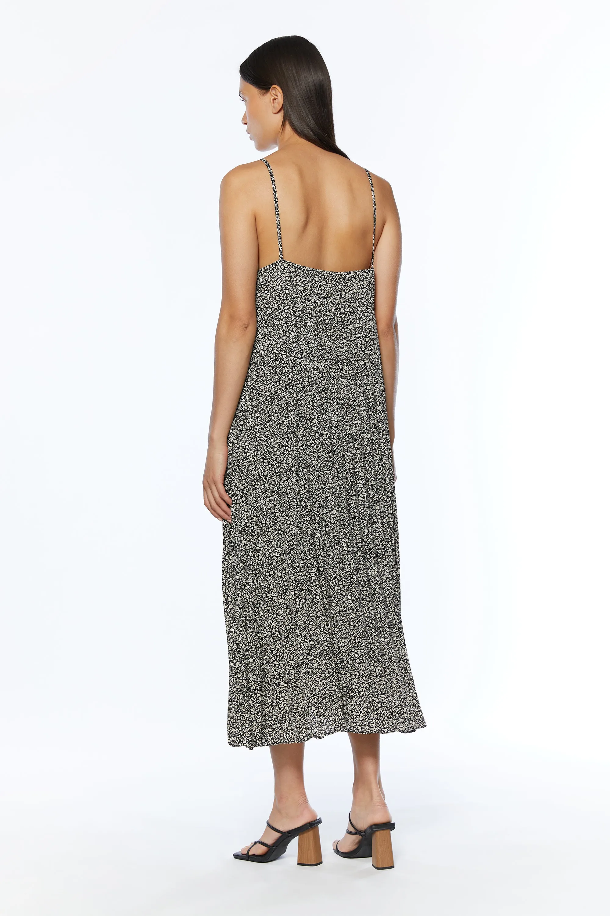PRINTED MIDI DRESS WITH PLEATS