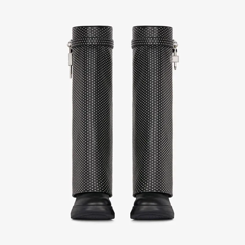 Refined Black Calf High Boots 80mm