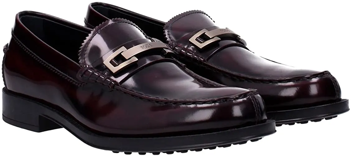 Tod's Men's Macro Leather Moccasins Loafers BORDEAUX XXM0UD0N651AKTR802