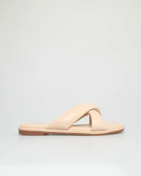 Tomaz YX148 Ladies Crossed Flat Sandals (Nude)