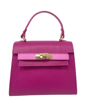 TWO-TONED LEATHER SATCHEL BAG