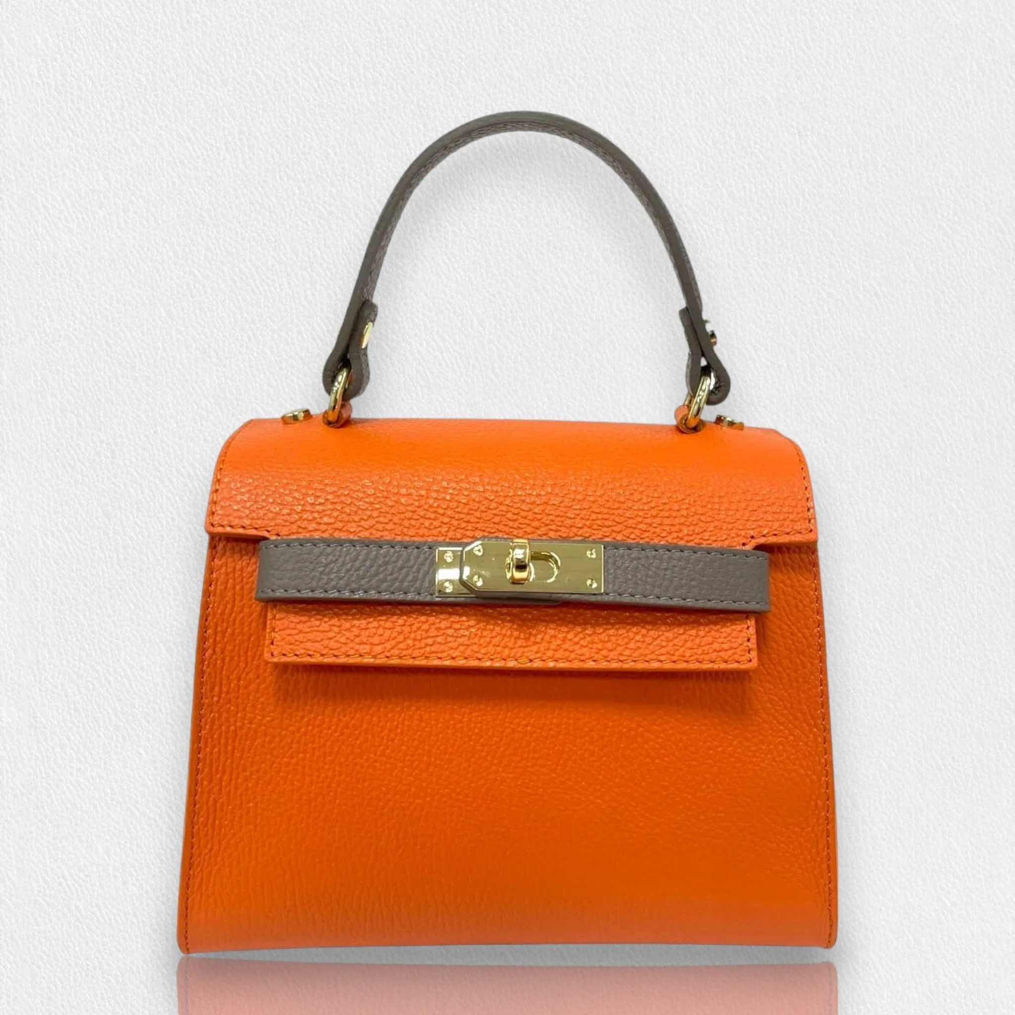 TWO-TONED LEATHER SATCHEL BAG