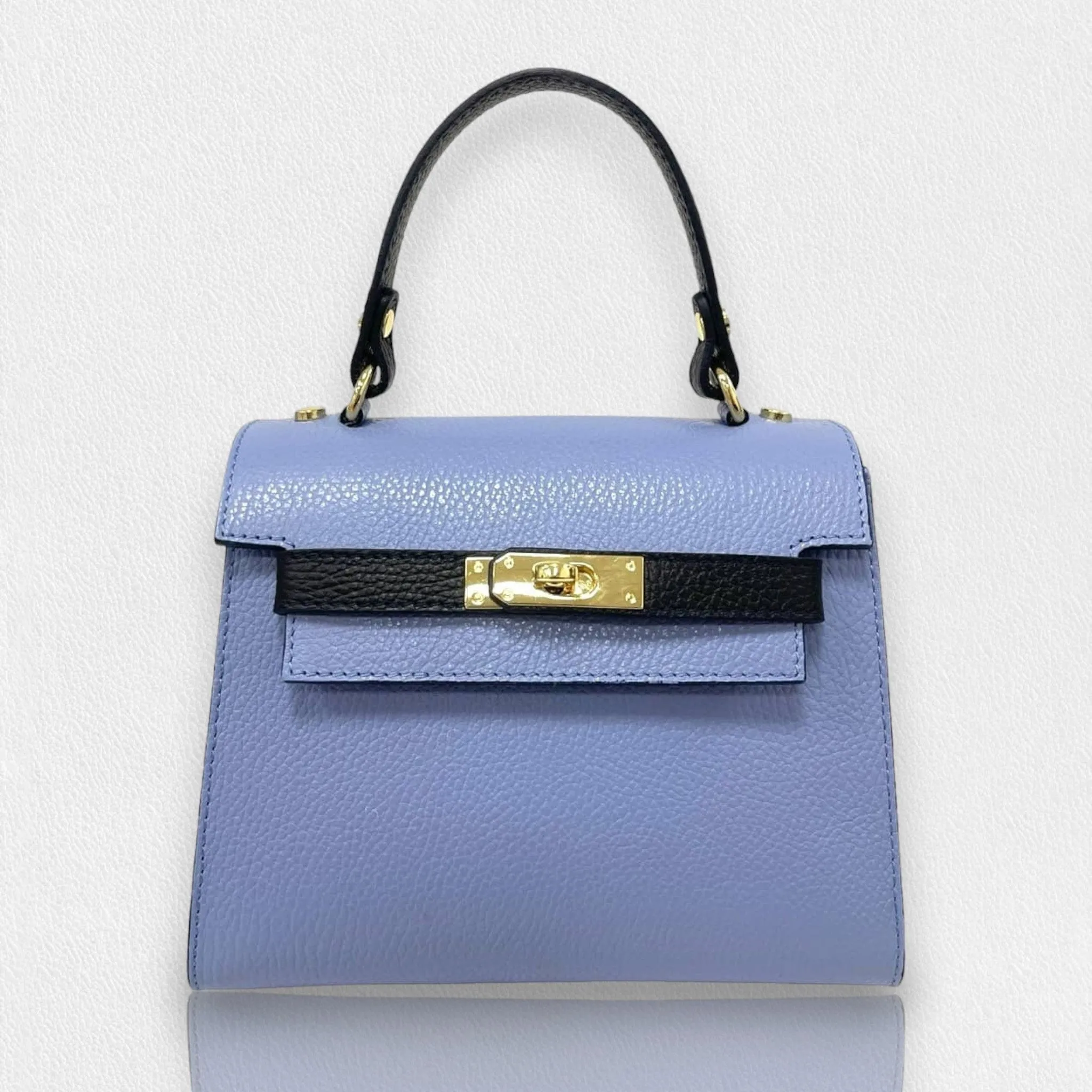 TWO-TONED LEATHER SATCHEL BAG