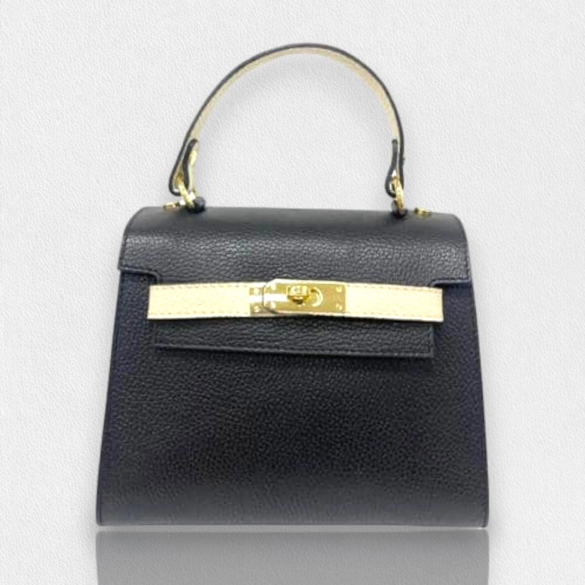 TWO-TONED LEATHER SATCHEL BAG