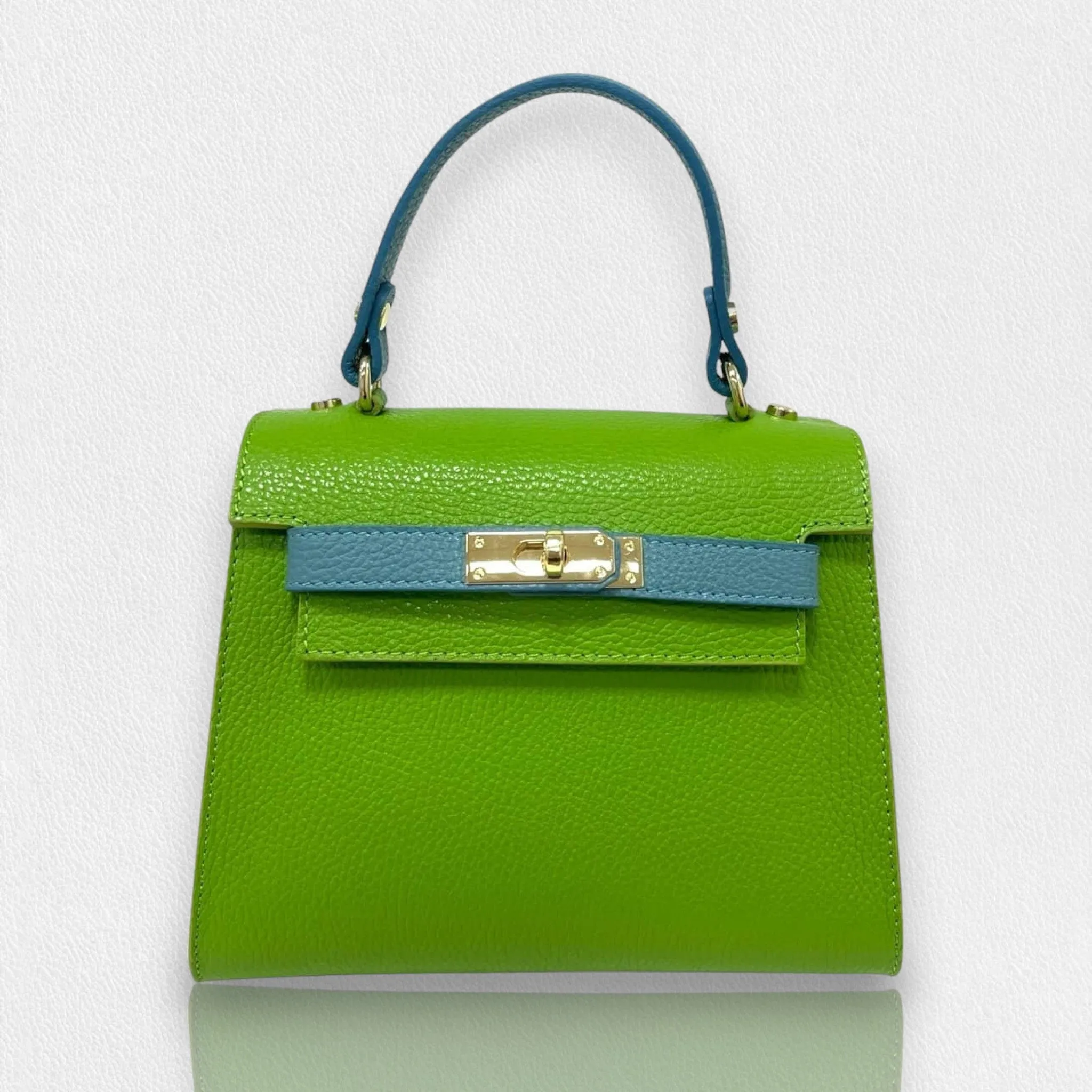 TWO-TONED LEATHER SATCHEL BAG