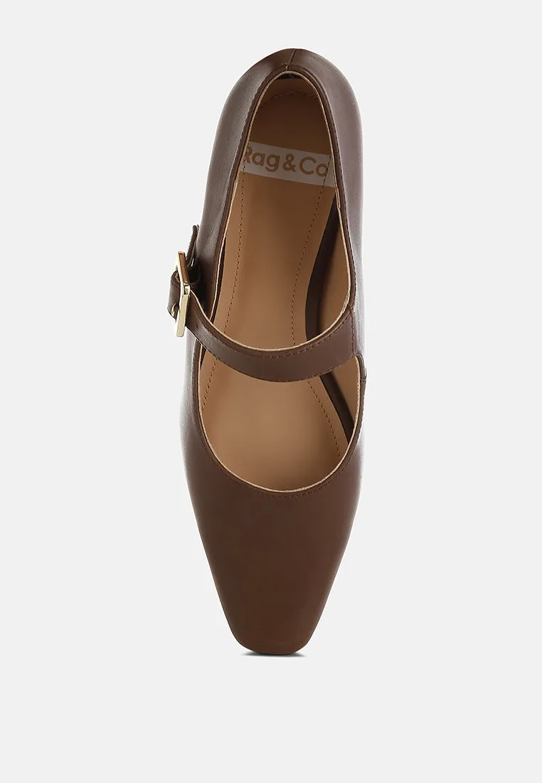 Vernis Genuine Leather Mary Jane Sandals