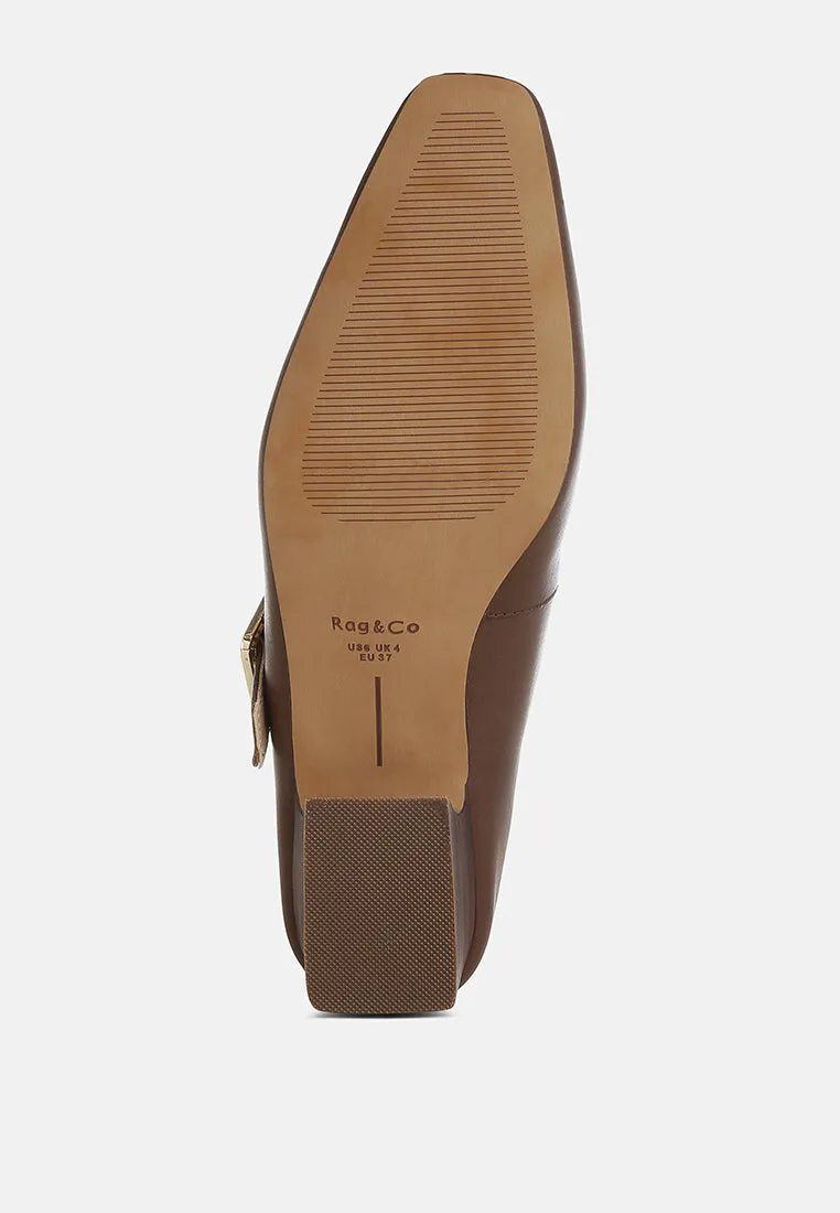 Vernis Genuine Leather Mary Jane Sandals